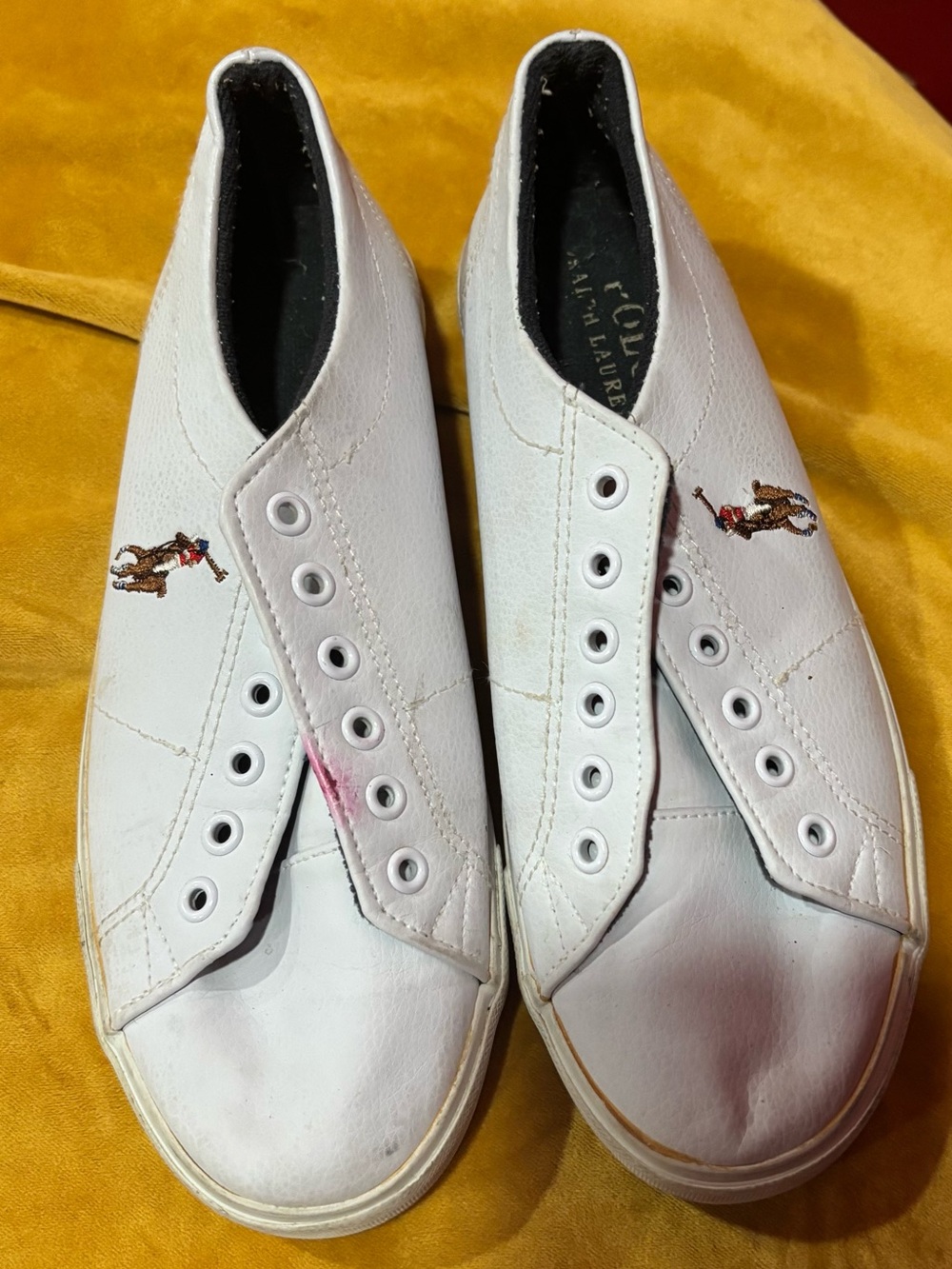 Polo by Ralph Lauren White Slip-On Sneakers with Polo Player Embroidery